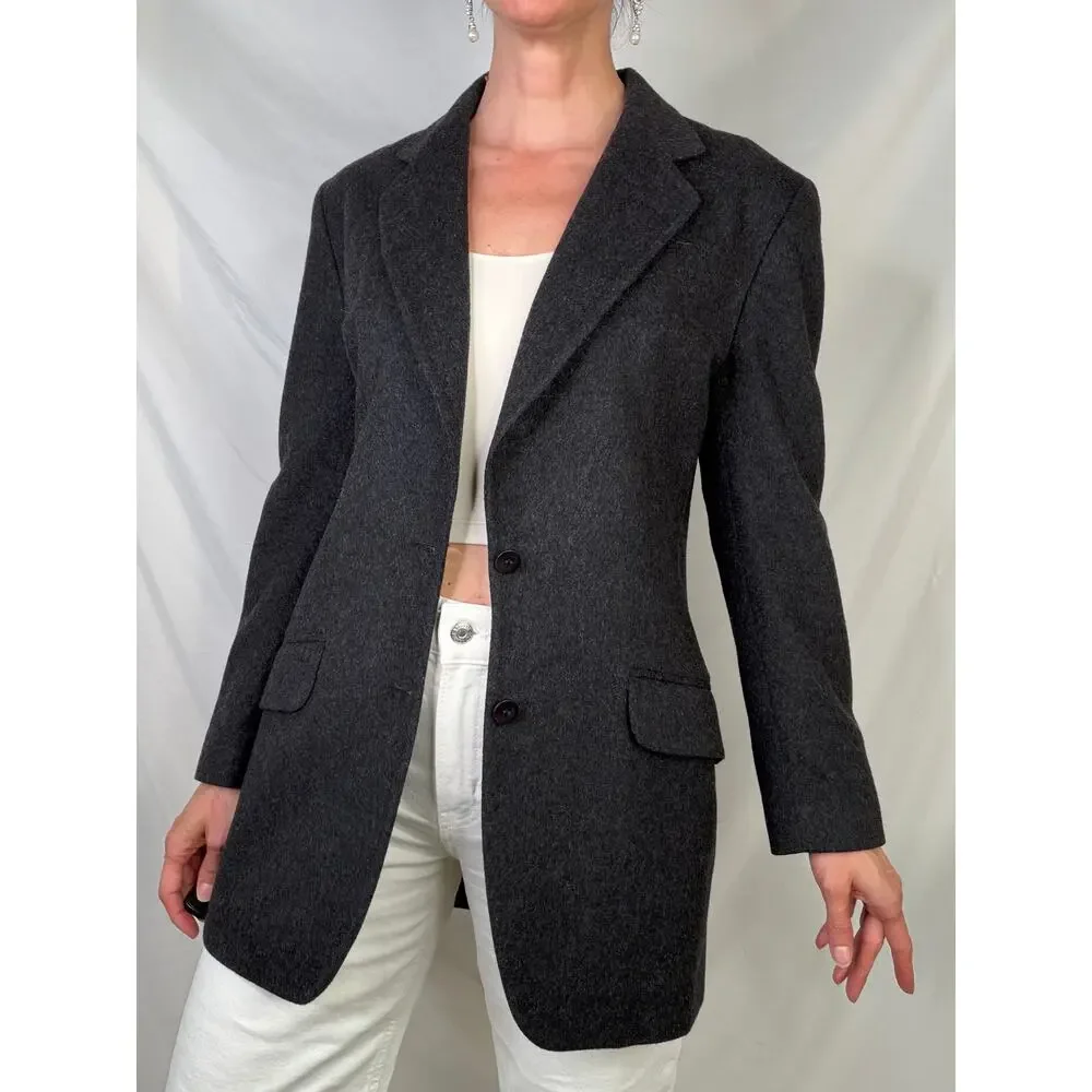 Calvin Klein wool blend blazer jacket vintage 90s charcoal grey‎ single breasted - Picture 12 of 16